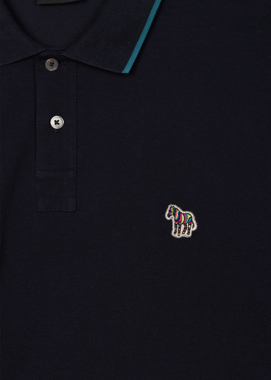 Detail View - Slim-Fit Navy Zebra Logo Polo Shirt With Blue Tipping Paul Smith