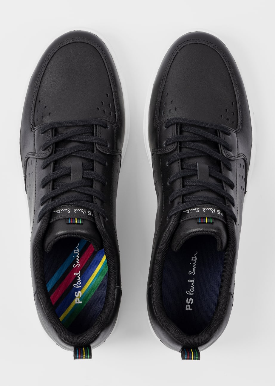 Pair View - Black Leather 'Cosmo' Trainers With White Sole Paul Smith