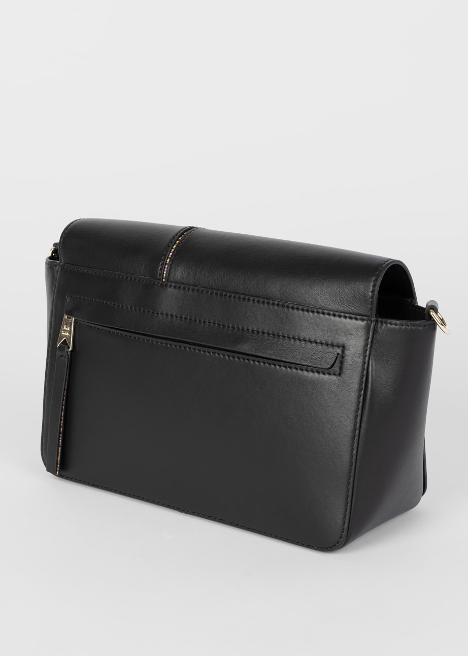 Product View - Women's Black Leather 'Signature Stripe' Crossbody Bag by Paul Smith