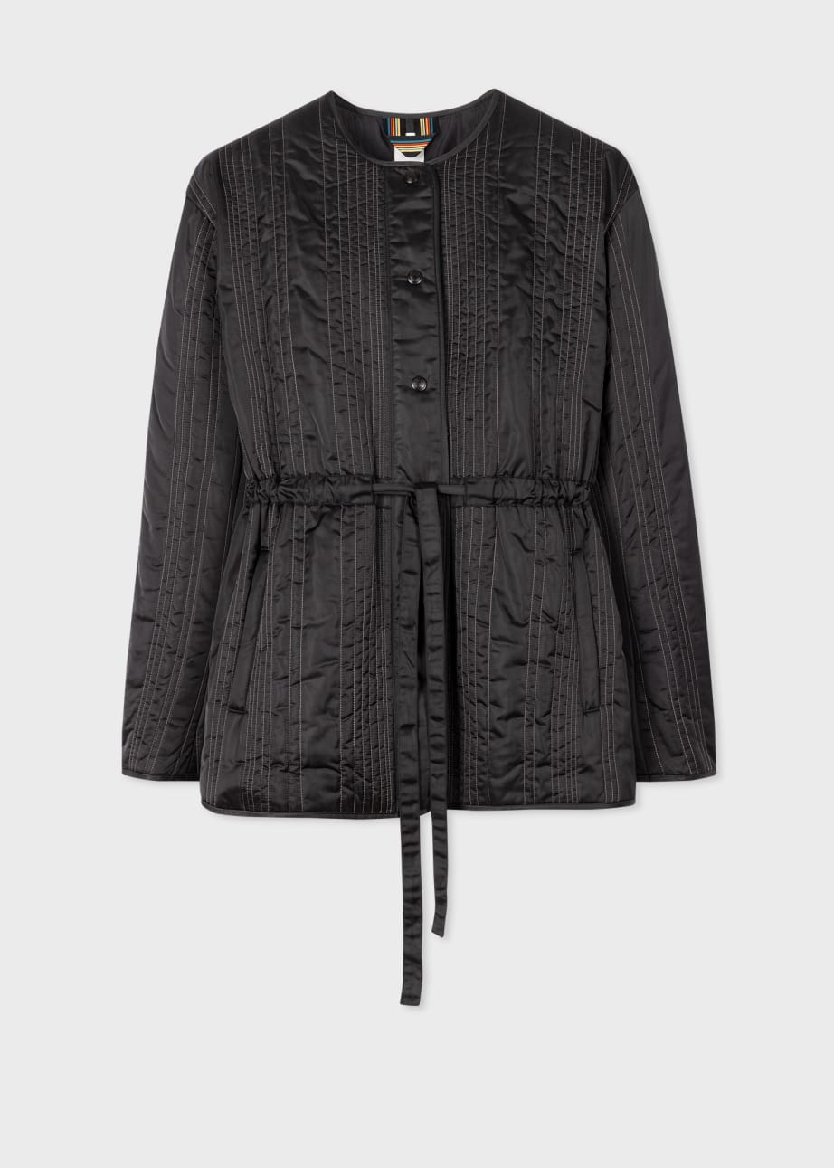 Product View - Women's Midnight Blue 'Shadow Stripe' Quilted Jacket by Paul Smith