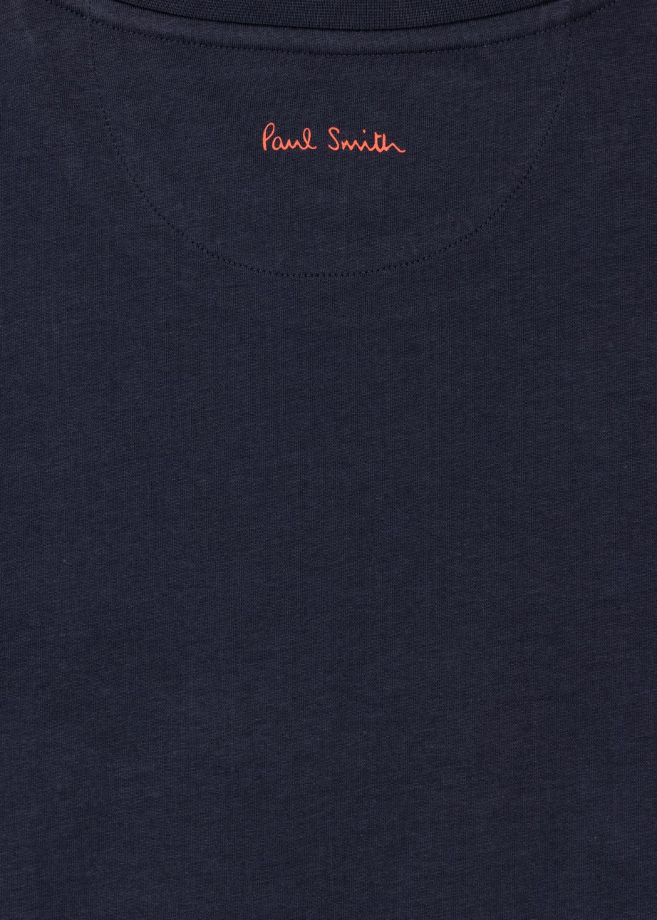 Detail View - Navy 'Shadow Logo' Organic Cotton T-Shirt Paul Smith