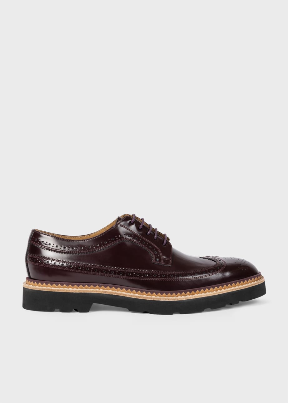 Detail View - Bordeaux High-Shine Leather 'Count' Brogues Paul Smith