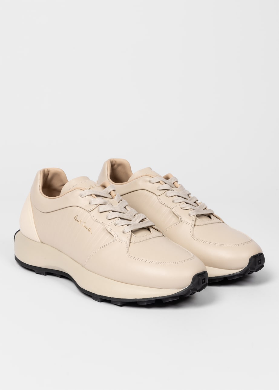 Pair View - Sand 'Eighty Five' Leather Trainers Paul Smith