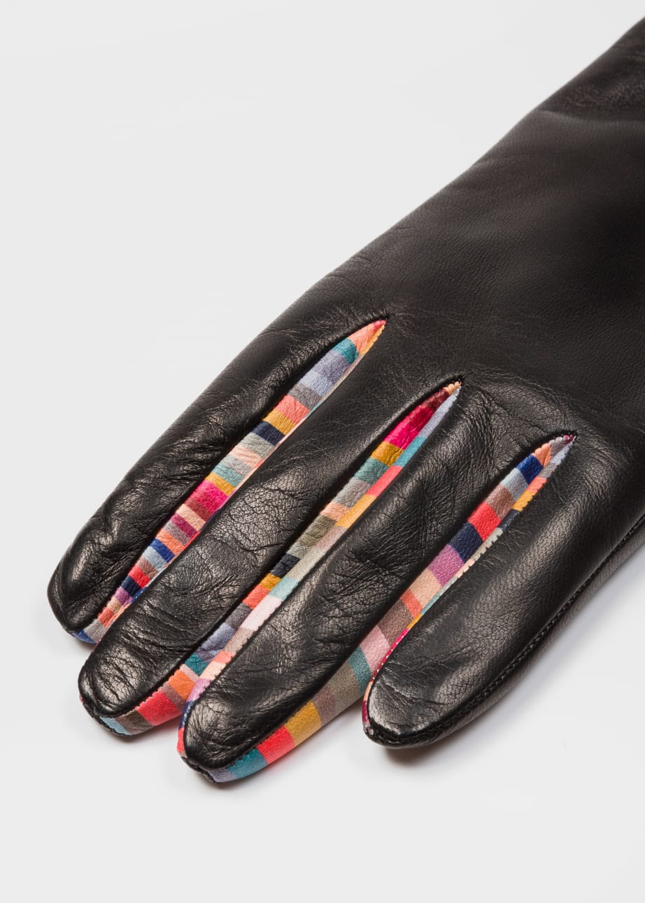 Product View - Women's Black Leather 'Concertina Swirl' Gloves by Paul Smith