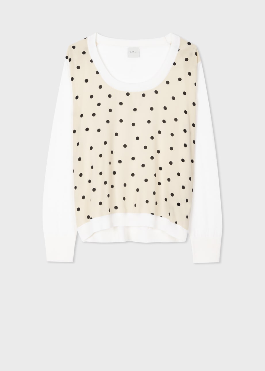 Front View - Women's Silk Front Polka Dot Sweater Paul Smith