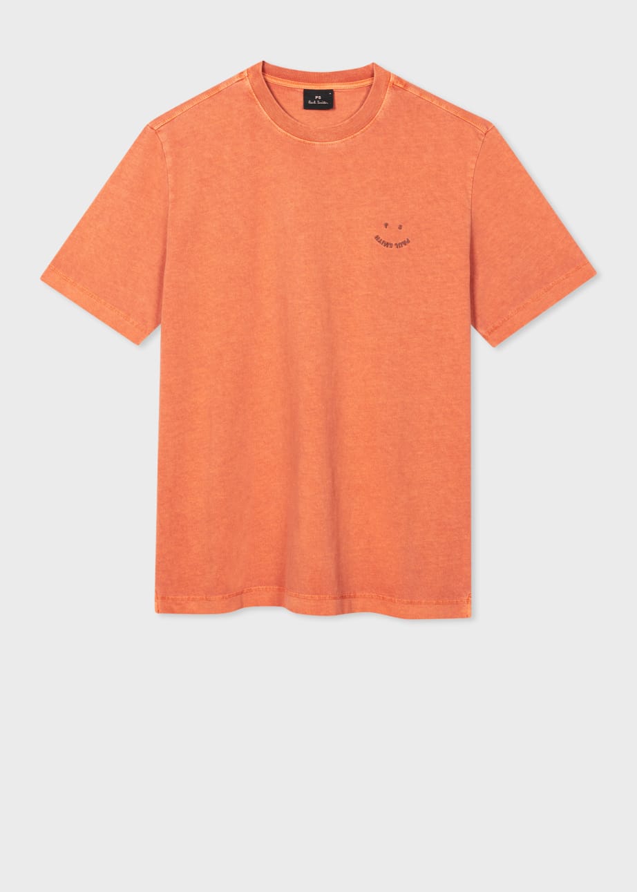 Front View - Burnt Orange Cotton 'Happy' T-Shirt Paul Smith