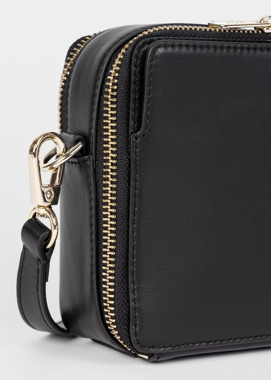 Product View - Women's Black Leather 'Signature Stripe' Camera Bag by Paul Smith