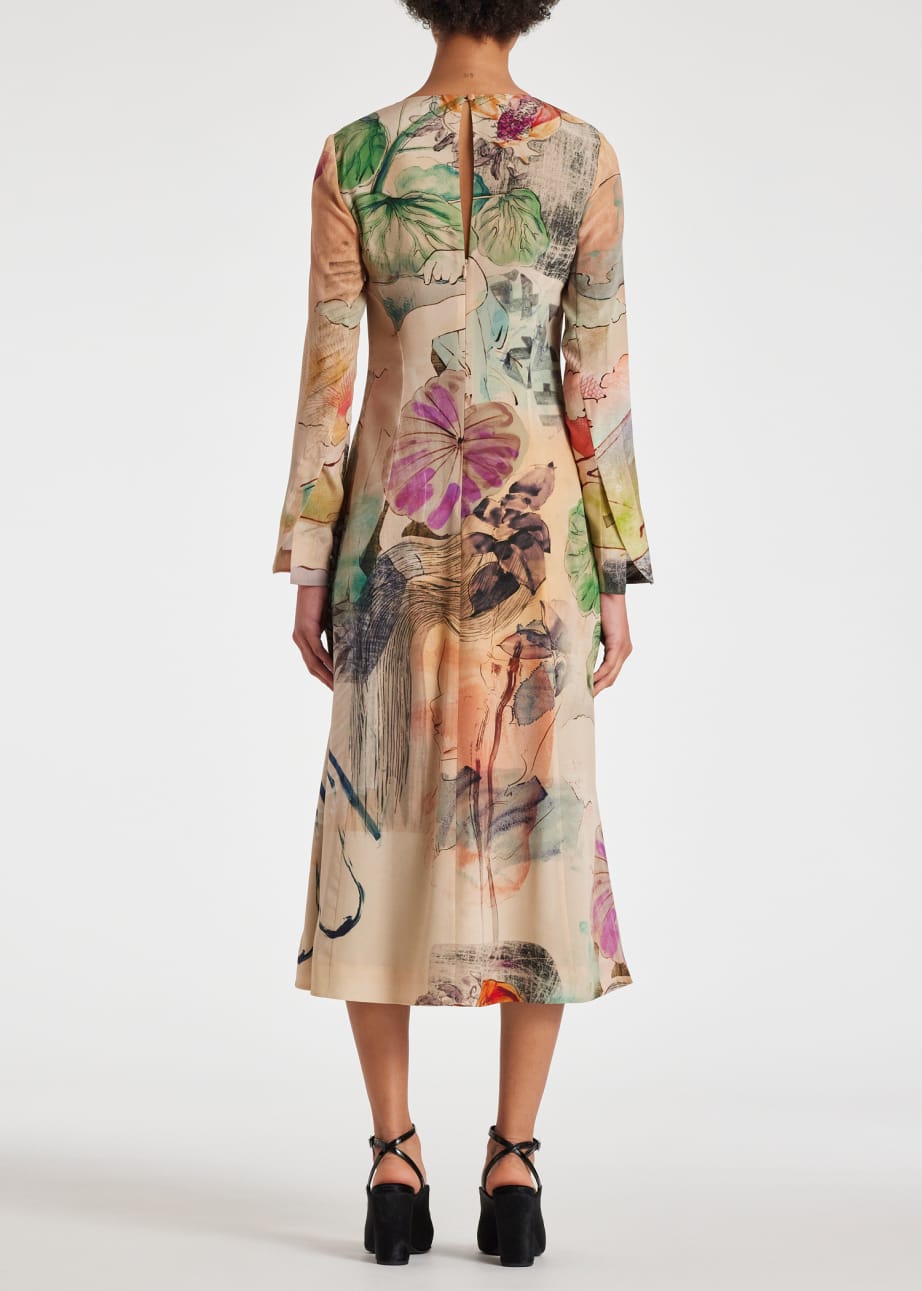 Model View - Women's Nude 'Narcissus' Silk Dress Paul Smith