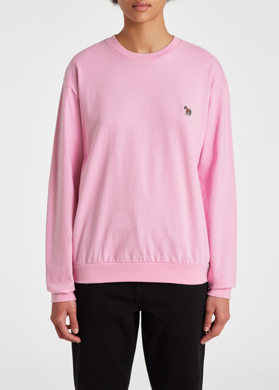 Model View - Women's Pink Zebra Logo Long-Sleeve T-Shirt by Paul Smith