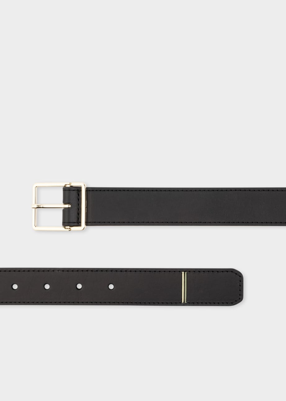 Men's Black Leather Painted Edge Belt