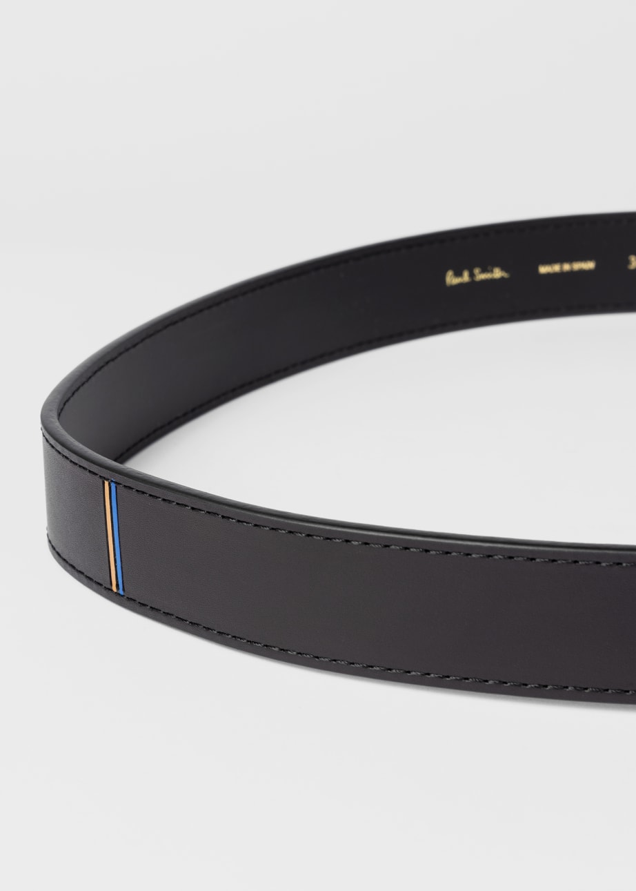 Men's Black Leather Painted Edge Belt