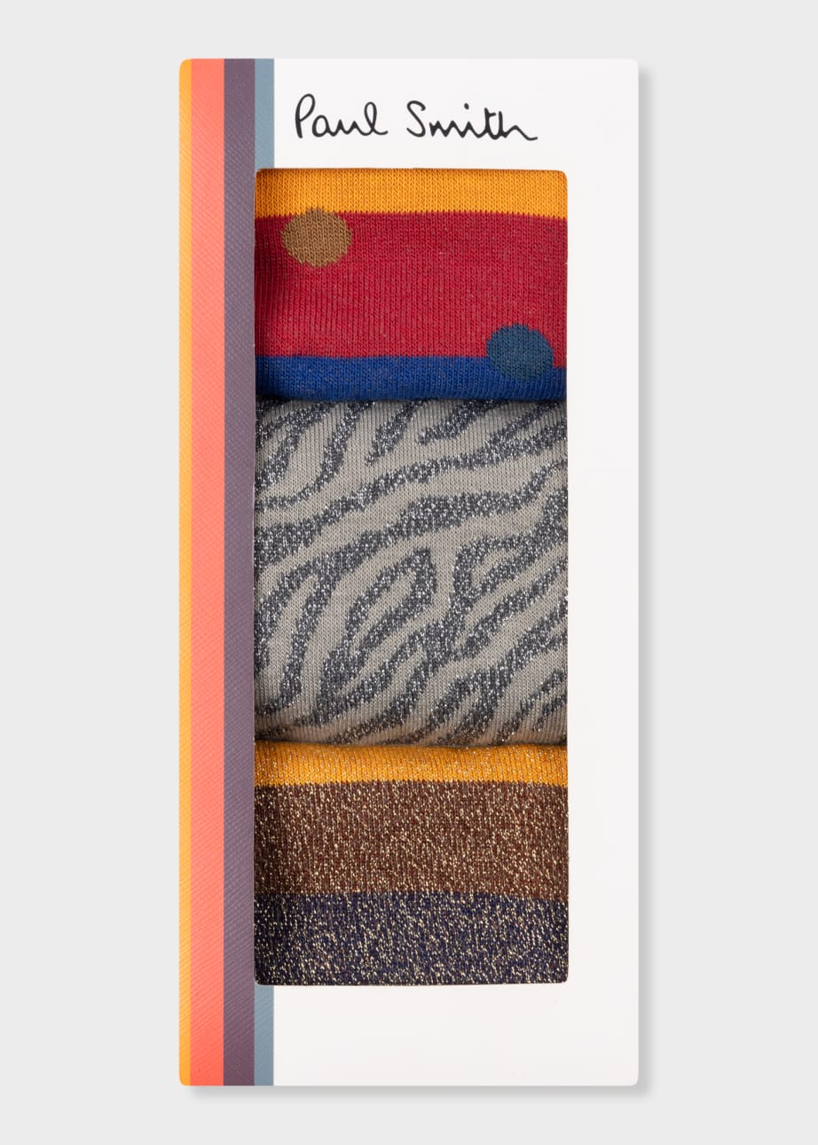 Product View - Women's Glitter Mixed Three Pack Socks by Paul Smith