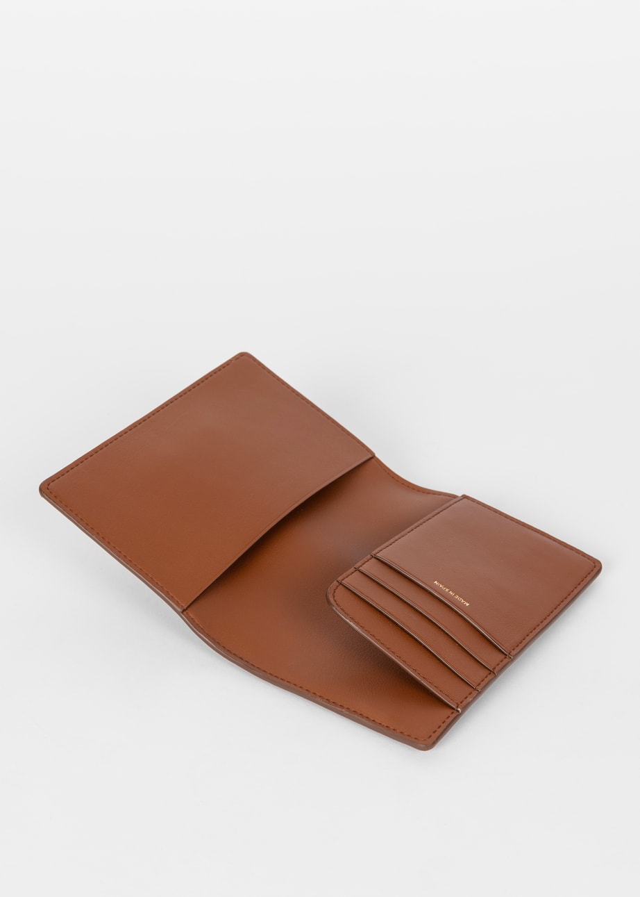 Product View - Brown Woven Front Calf Leather Passport Cover Wallet by Paul Smith