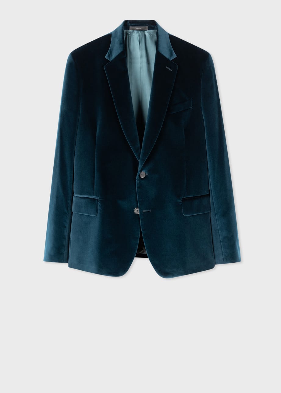 Product View - The Soho - Tailored-Fit Navy Velvet Blazer by Paul Smith