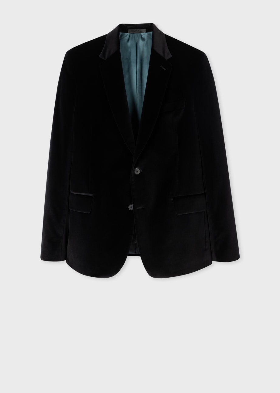 Product View - Men's The Soho - Tailored-Fit Black Velvet Blazer by Paul Smith