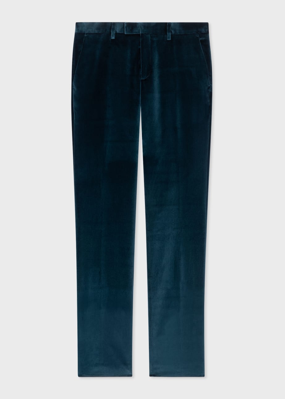 Product View - Men's Slim-Fit Navy Velvet Trousers by Paul Smith