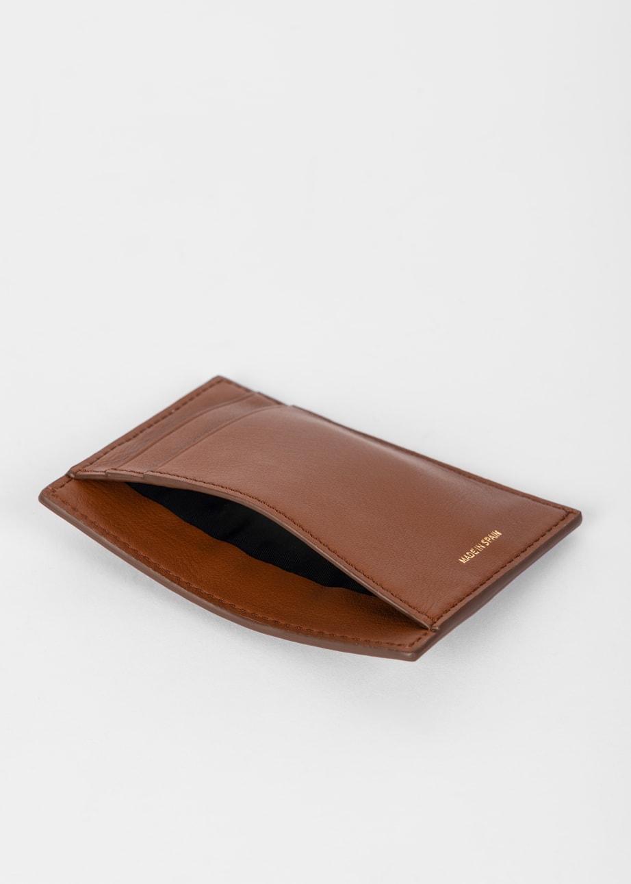 Detail View - Brown Woven Front Calf Leather Credit Card Holder Paul Smith