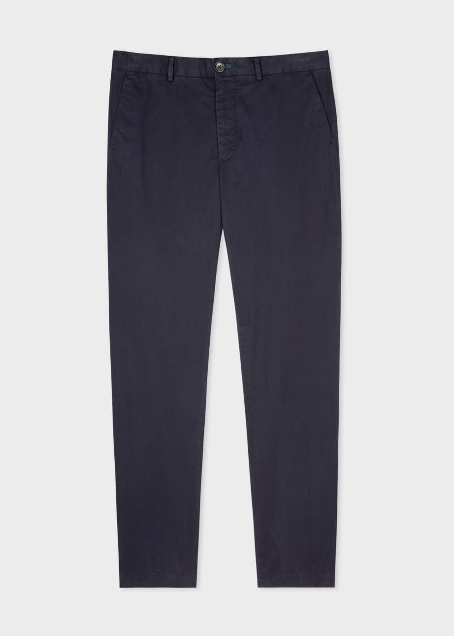 Front View - Navy Mid-Fit 'Broad Stripe Zebra' Chinos Paul Smith