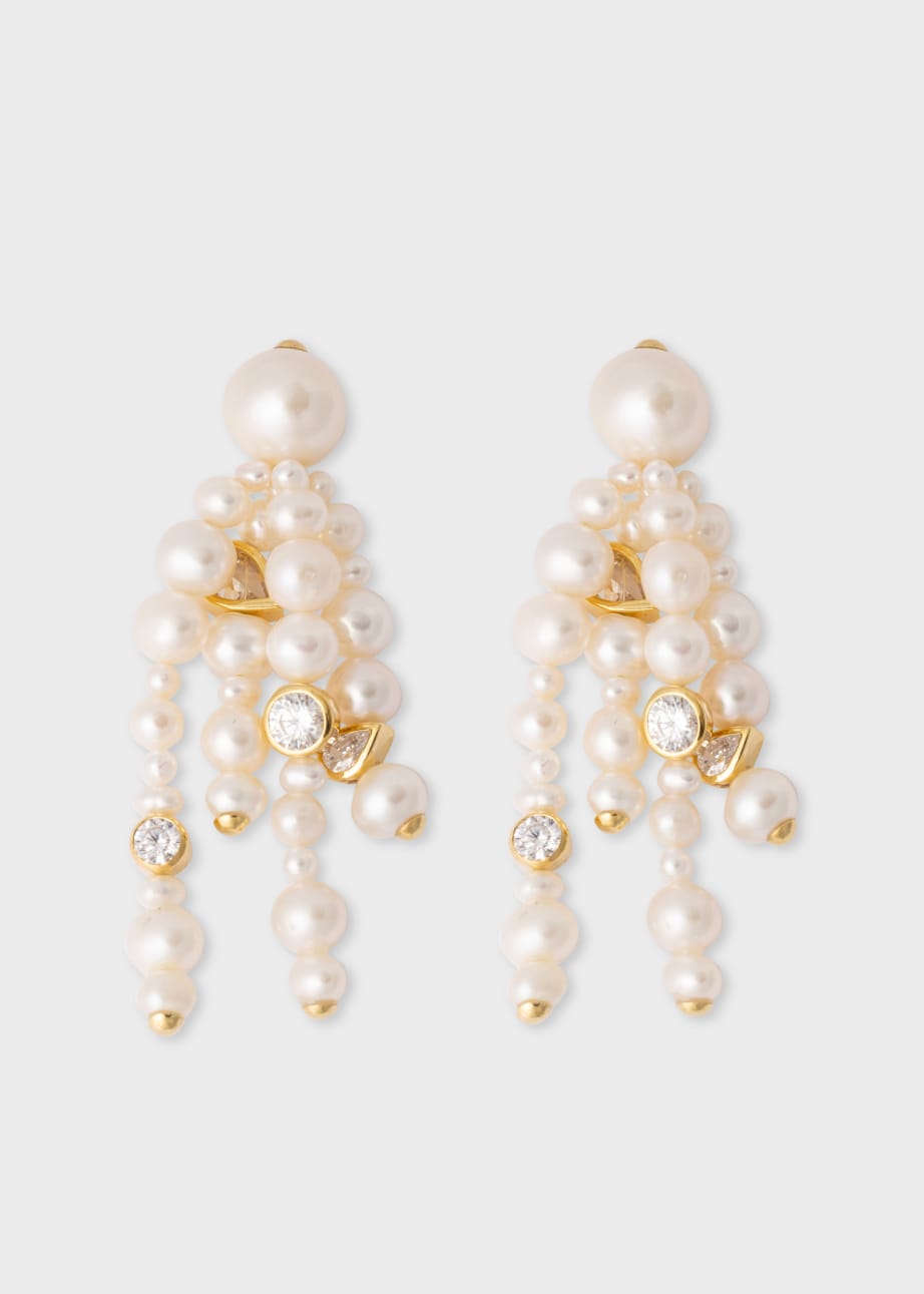 Product View - 'The Bay of Thoughts' Pearl and Zirconia Gold Vermeil Earrings by Completedworks