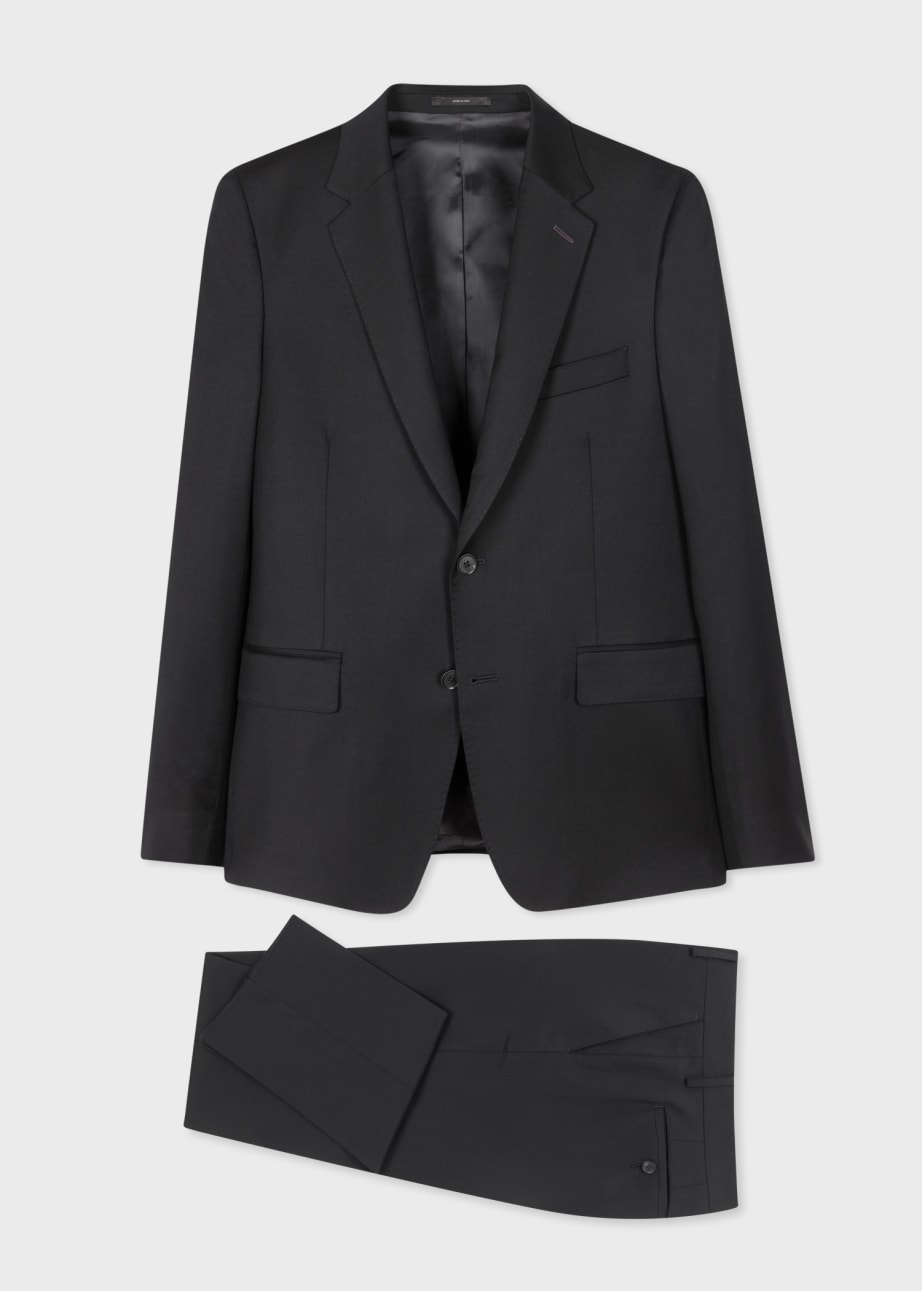 Product View - Tailored-Fit Black Wool Twill Two-Button Suit by Paul Smith