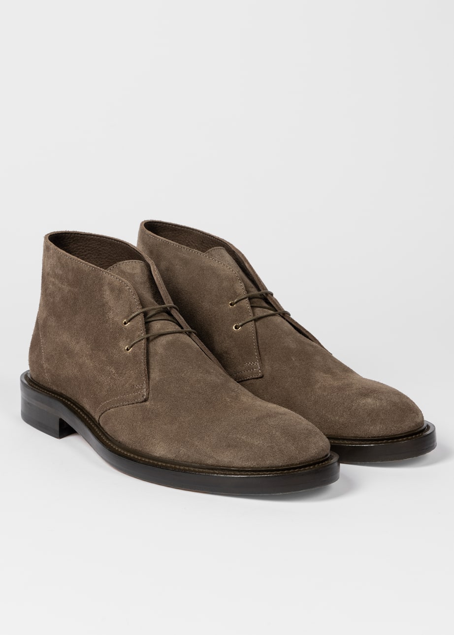 Pair View - Khaki Suede 'Kew' Boots Paul Smith