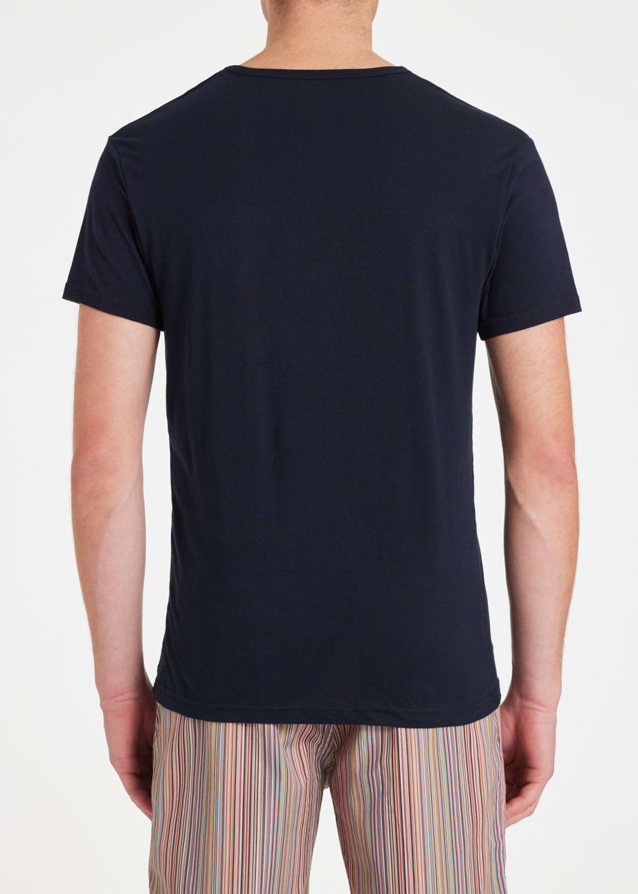 Model View - Navy Organic Cotton Lounge T-Shirts Three Pack Paul Smith