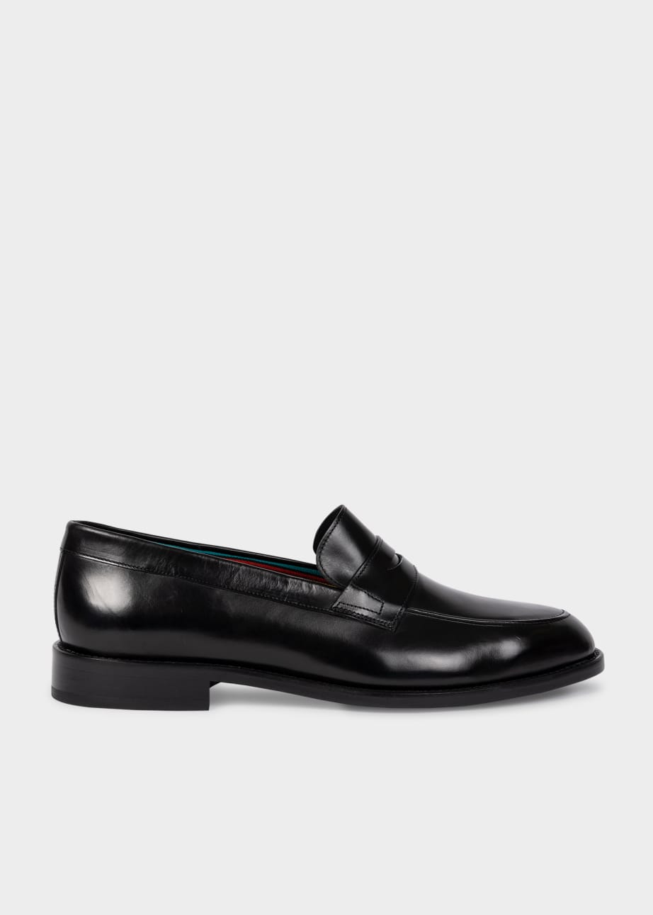 Detail View - Black Leather 'Montego' Loafers Paul Smith