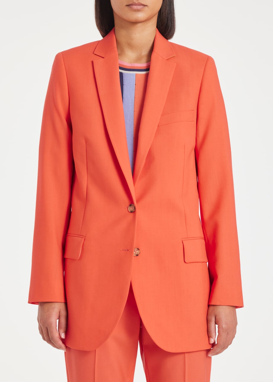 Model View - Women's Orange Hopsack Wool Blazer by Paul Smith
