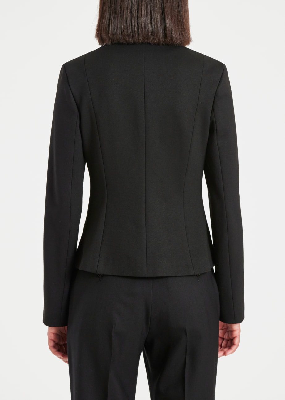 Model View - Women's Black 'Signature Stripe' Trim Jacket by Paul Smith