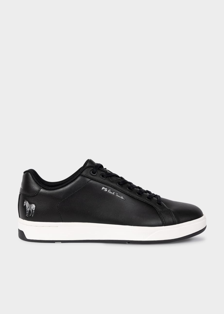 Detail View - Black Leather 'Albany' Trainers Paul Smith