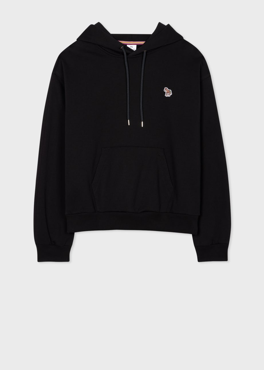 Product View - Women's Black Cotton Zebra Logo Hoodie by Paul Smith