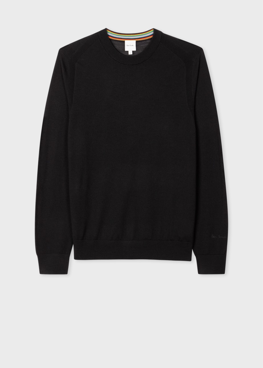 Front View - Black Merino Wool Sweater Paul Smith