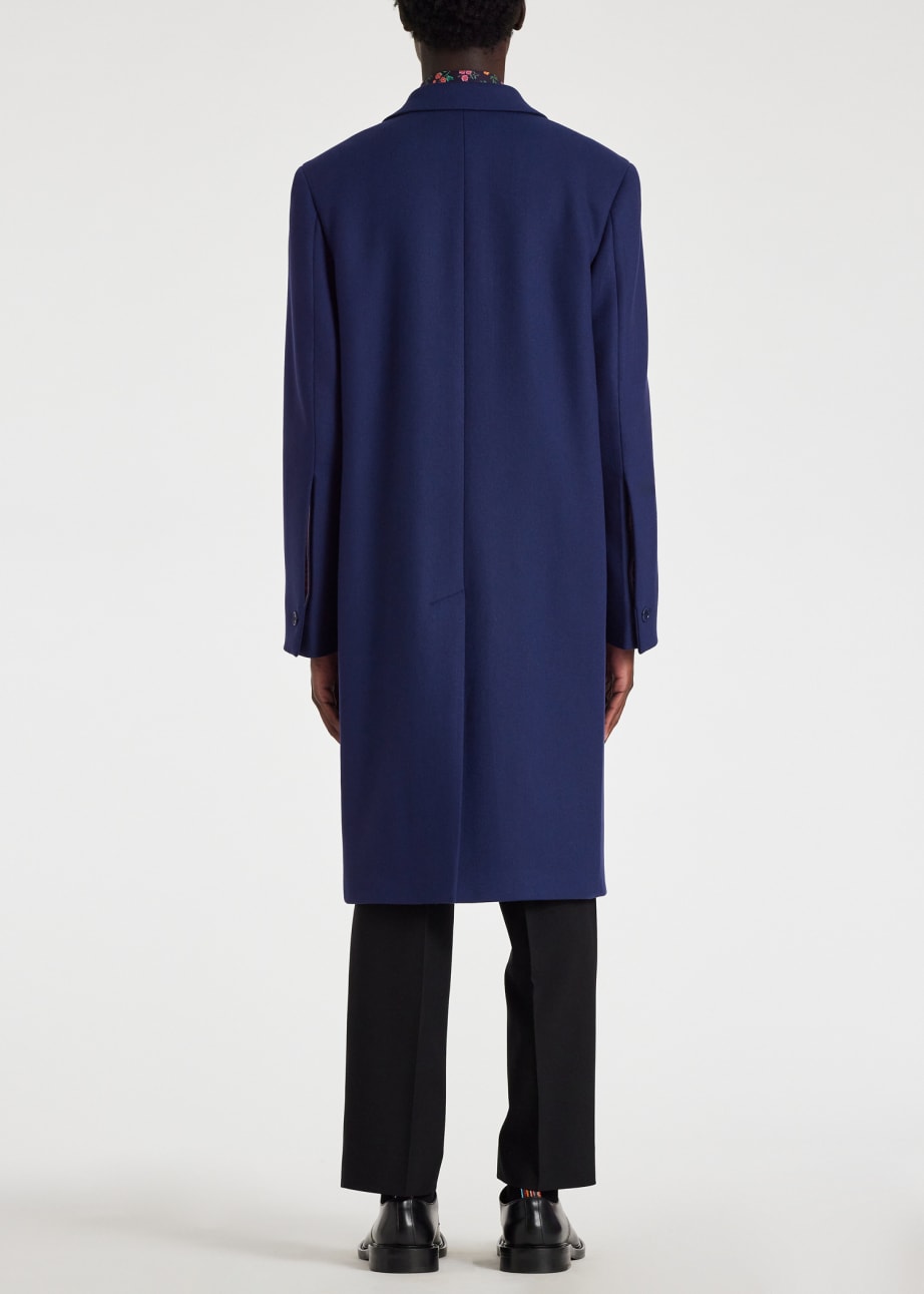 Model View - Royal Blue Wool-Cashmere Epsom Coat Paul Smith