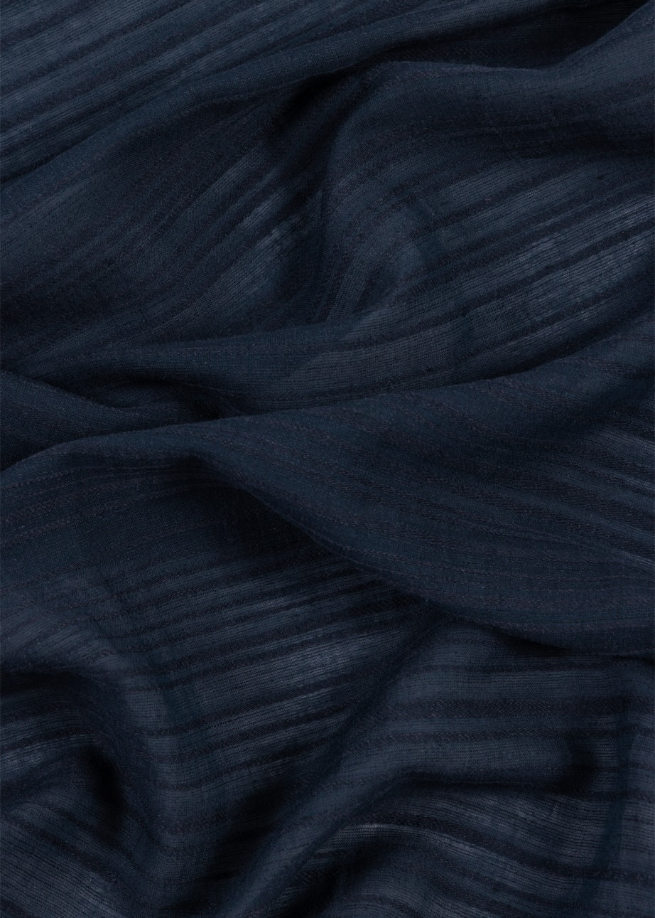Product View - Dark Navy Cotton-Blend Shadow Stripe Scarf by Paul Smith