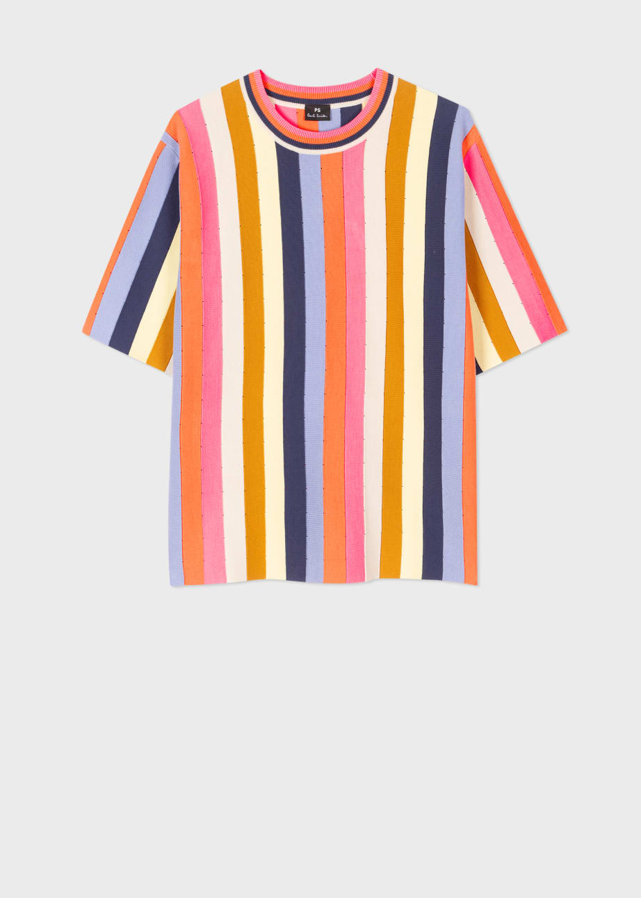 Front View - Women's Multi Stripe Organic Cotton Knitted Top Paul Smith