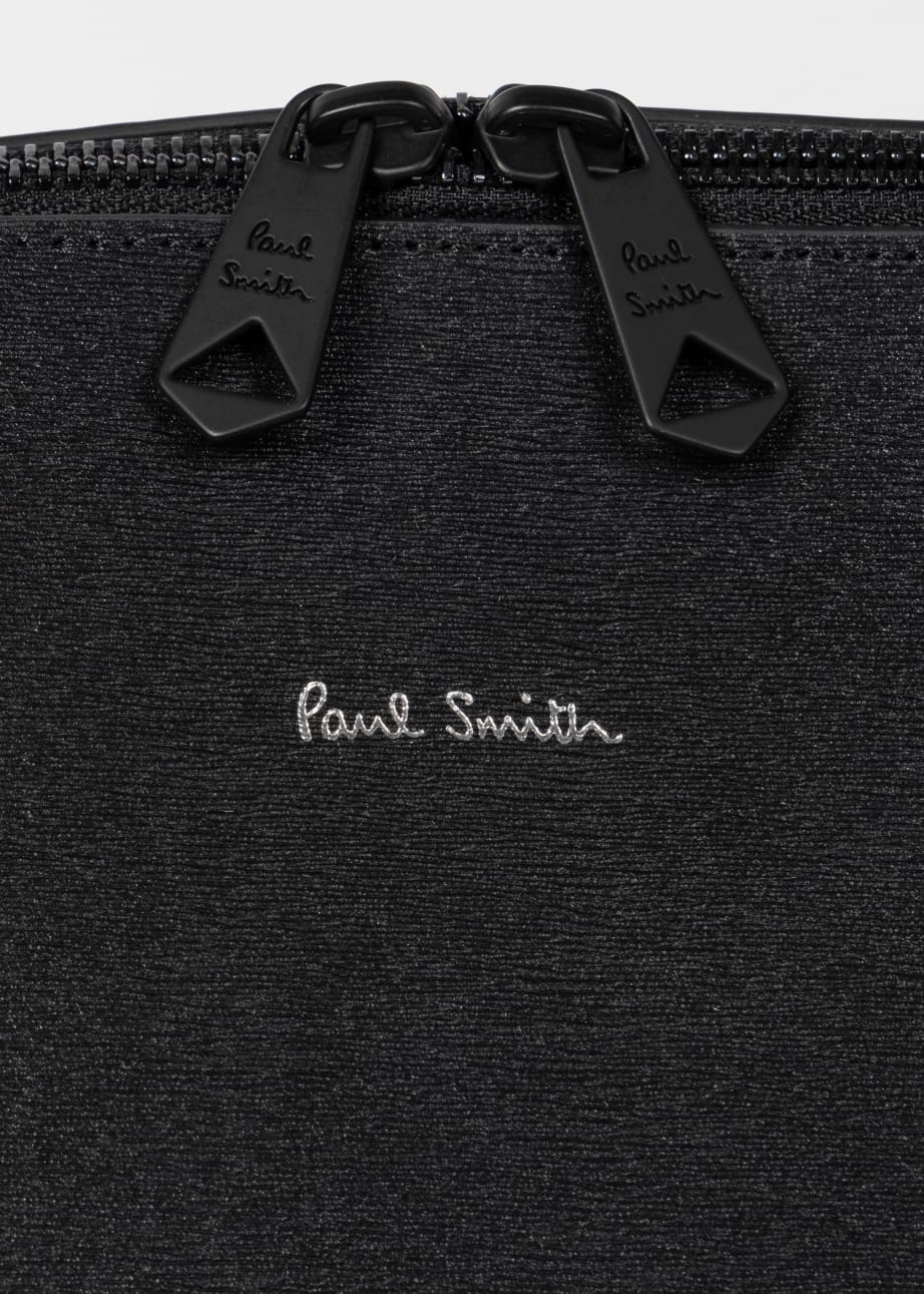 Detail View - Black Grained Leather Holdall Bag Paul Smith