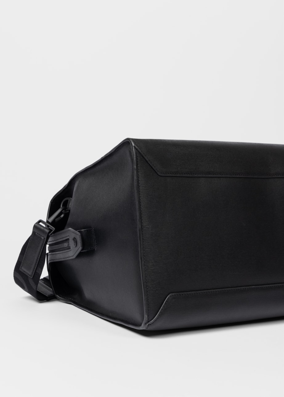 Detail View - Black Grained Leather Holdall Bag Paul Smith