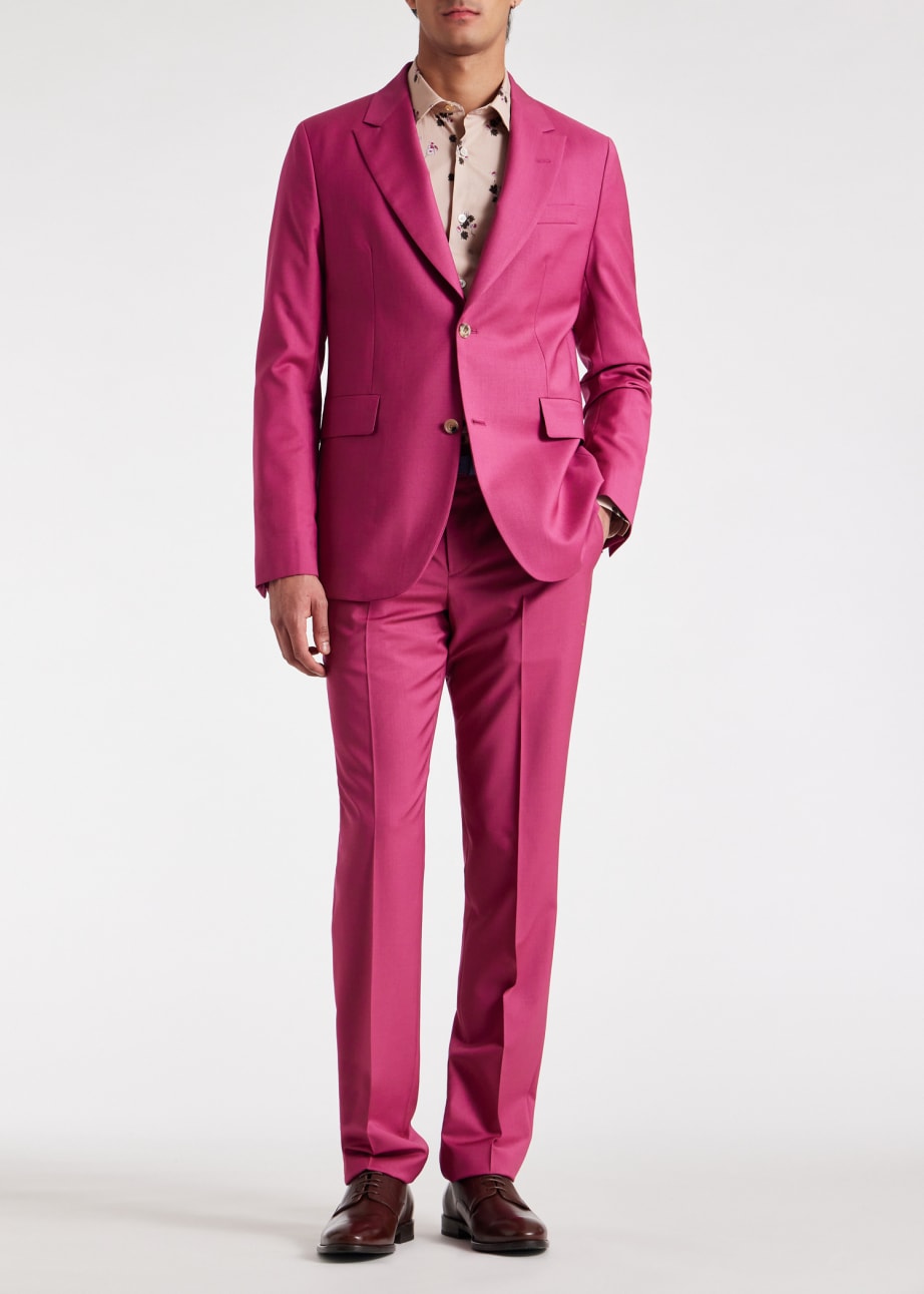 Model View - Tailored-Fit Pink Wool-Mohair Blazer by Paul Smith
