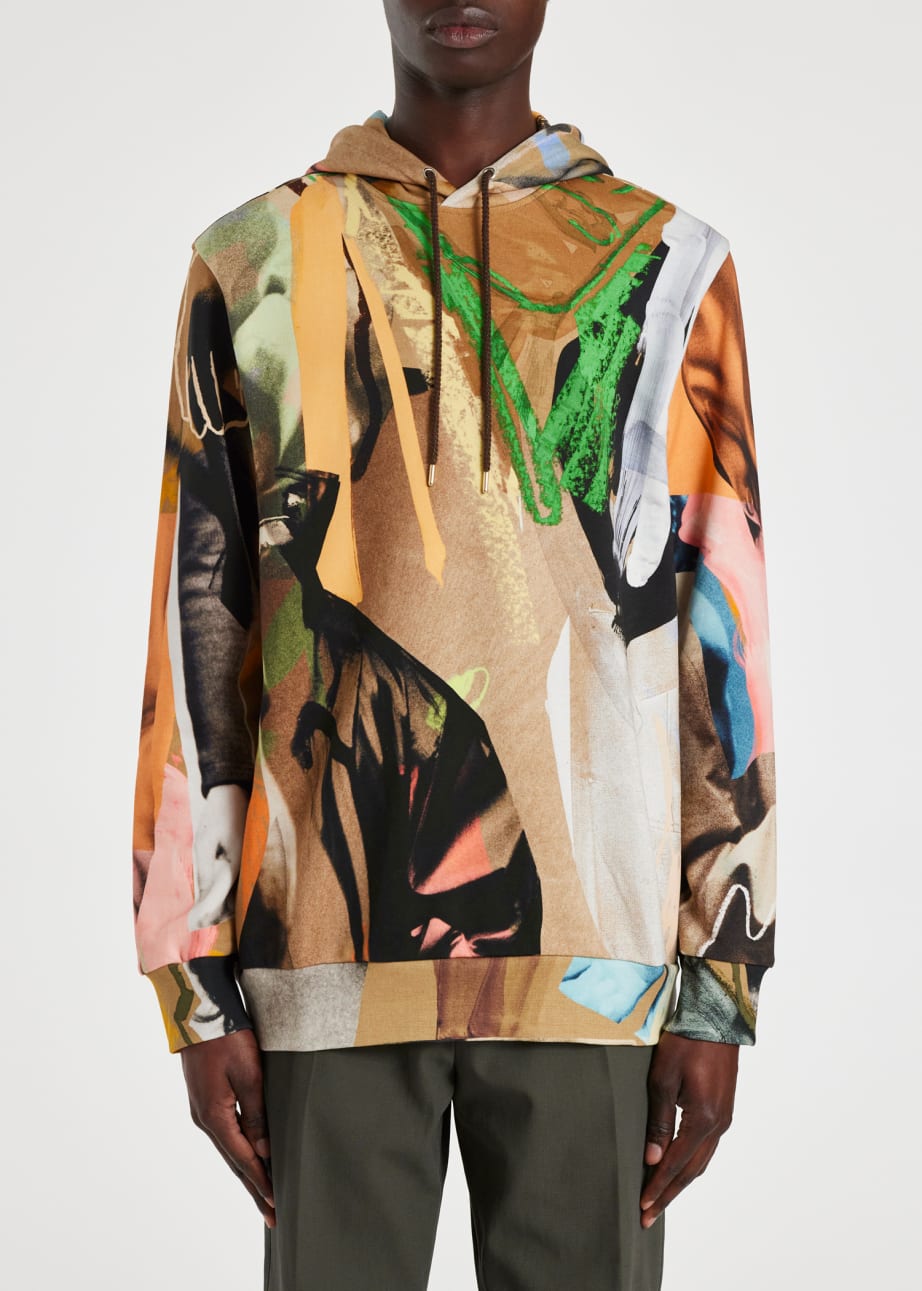 Model View - 'Life Drawing' Print Cotton Hoodie Paul Smith