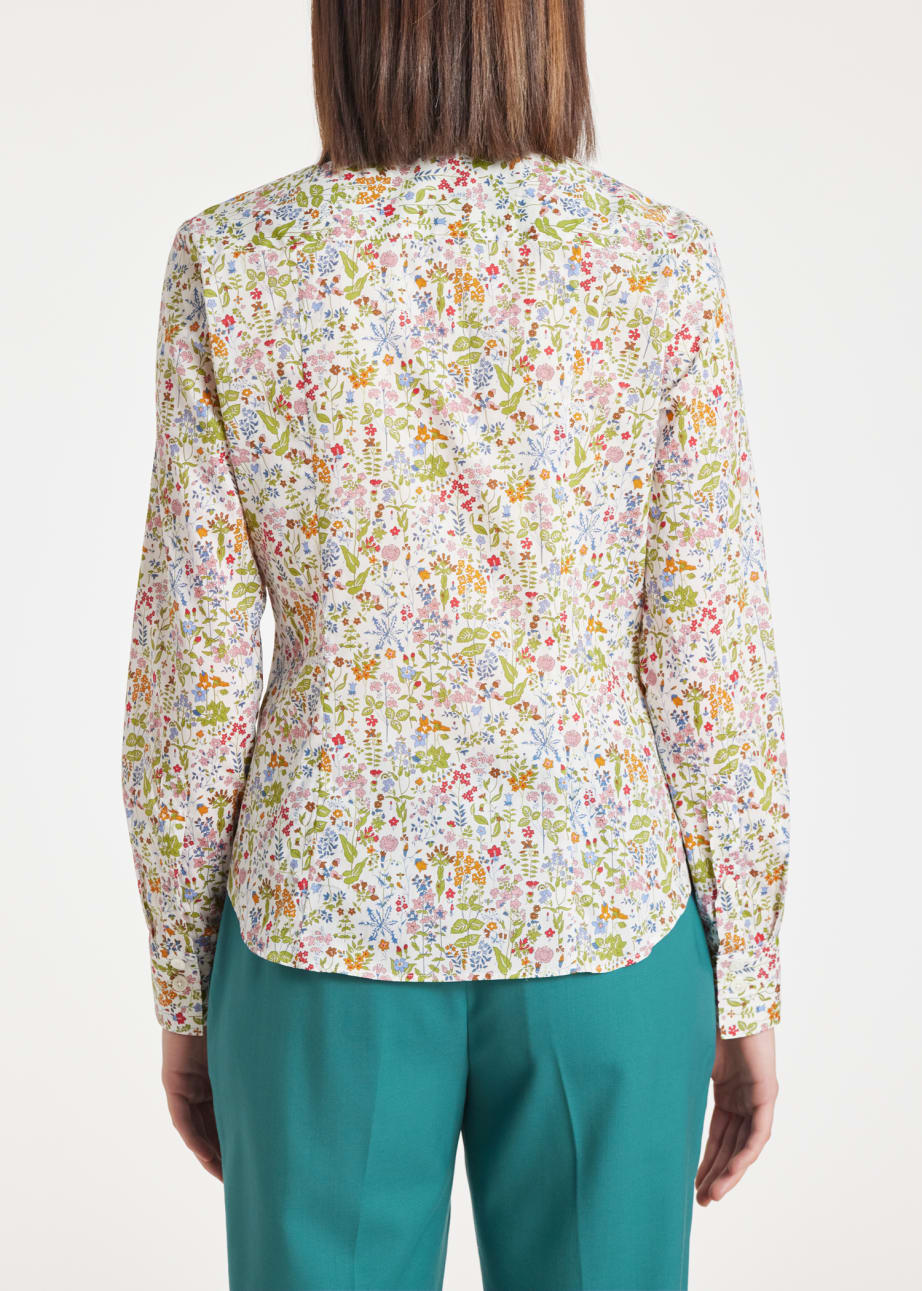 Model View - Women's Multi-Colour 'Liberty Floral' Fitted Shirt by Paul Smith
