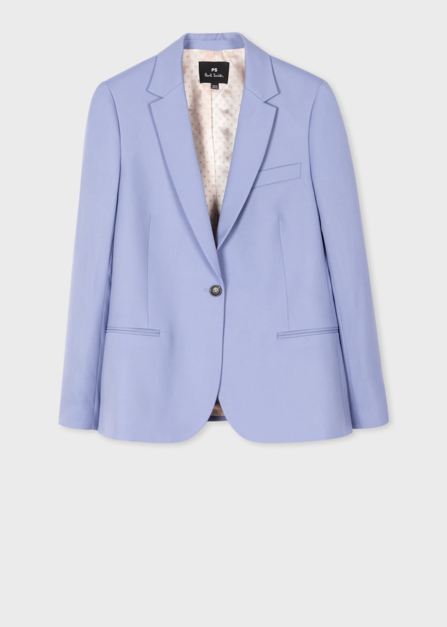 Model View - Women's Pale Blue Wool Hopsack Blazer by Paul Smith