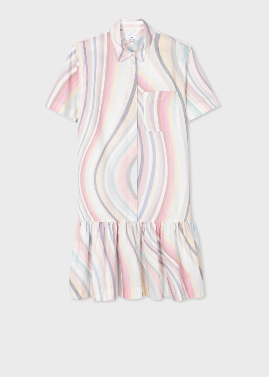 Model View - Women's Faded 'Swirl' Shirt Dress by Paul Smith