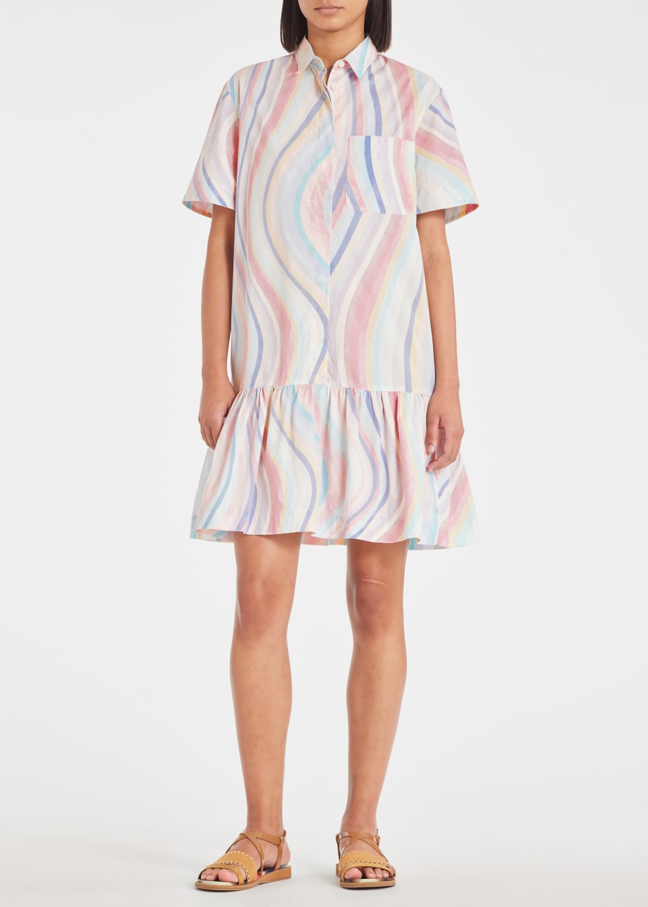 Model View - Women's Faded 'Swirl' Shirt Dress by Paul Smith