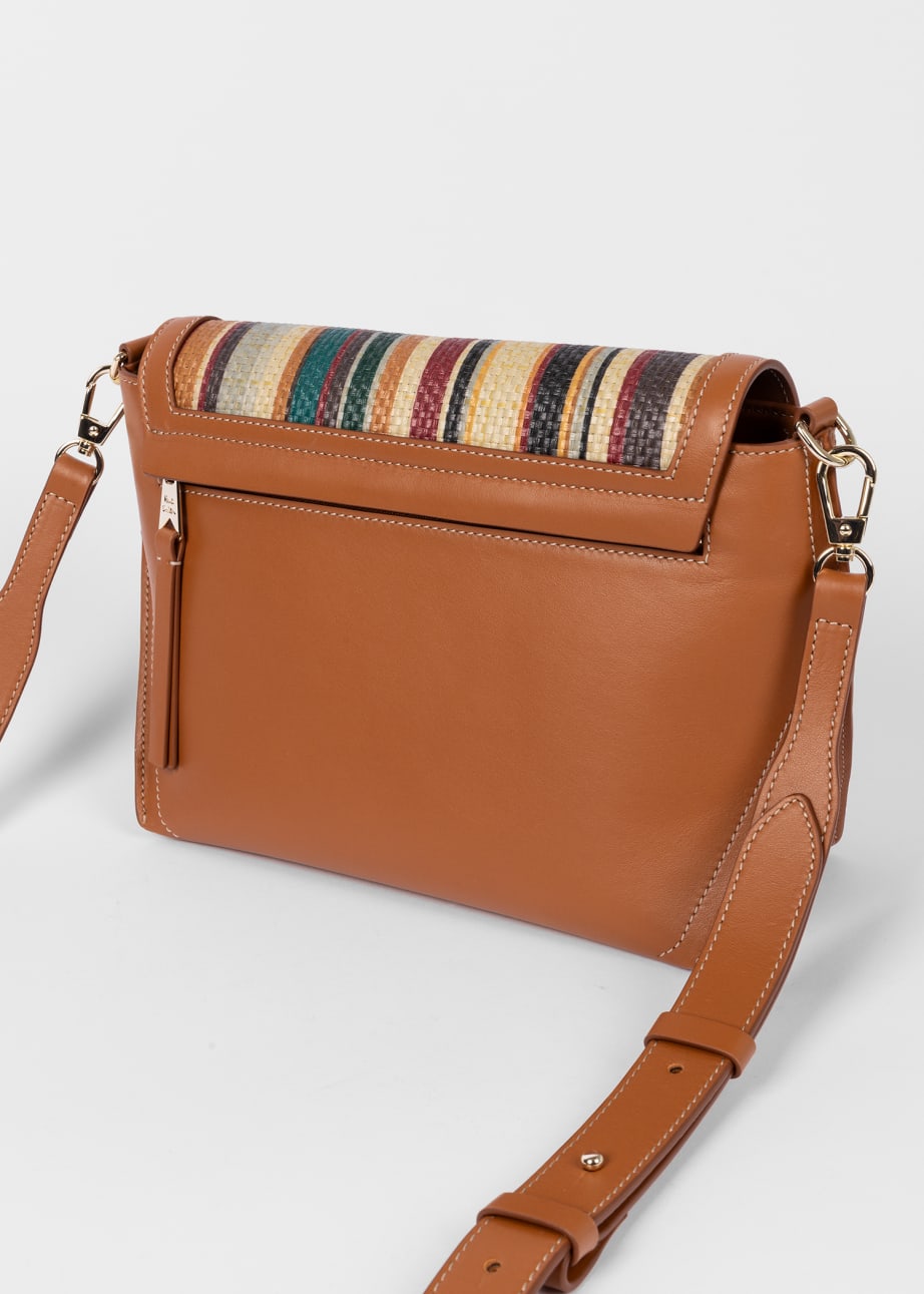 Product View - Women's Tan Leather 'Signature Stripe' Raffia Cross-Body Bag by Paul Smith