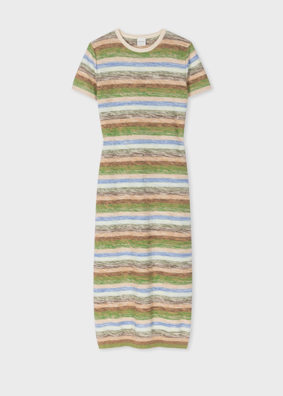 Front View - Women's Green Space Dye Knit Maxi Dress Paul Smith