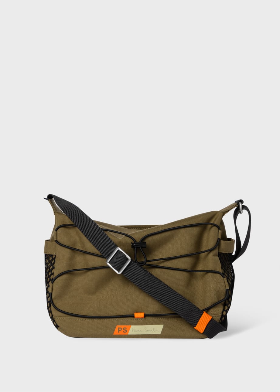 Khaki Nylon Utility Messenger Bag