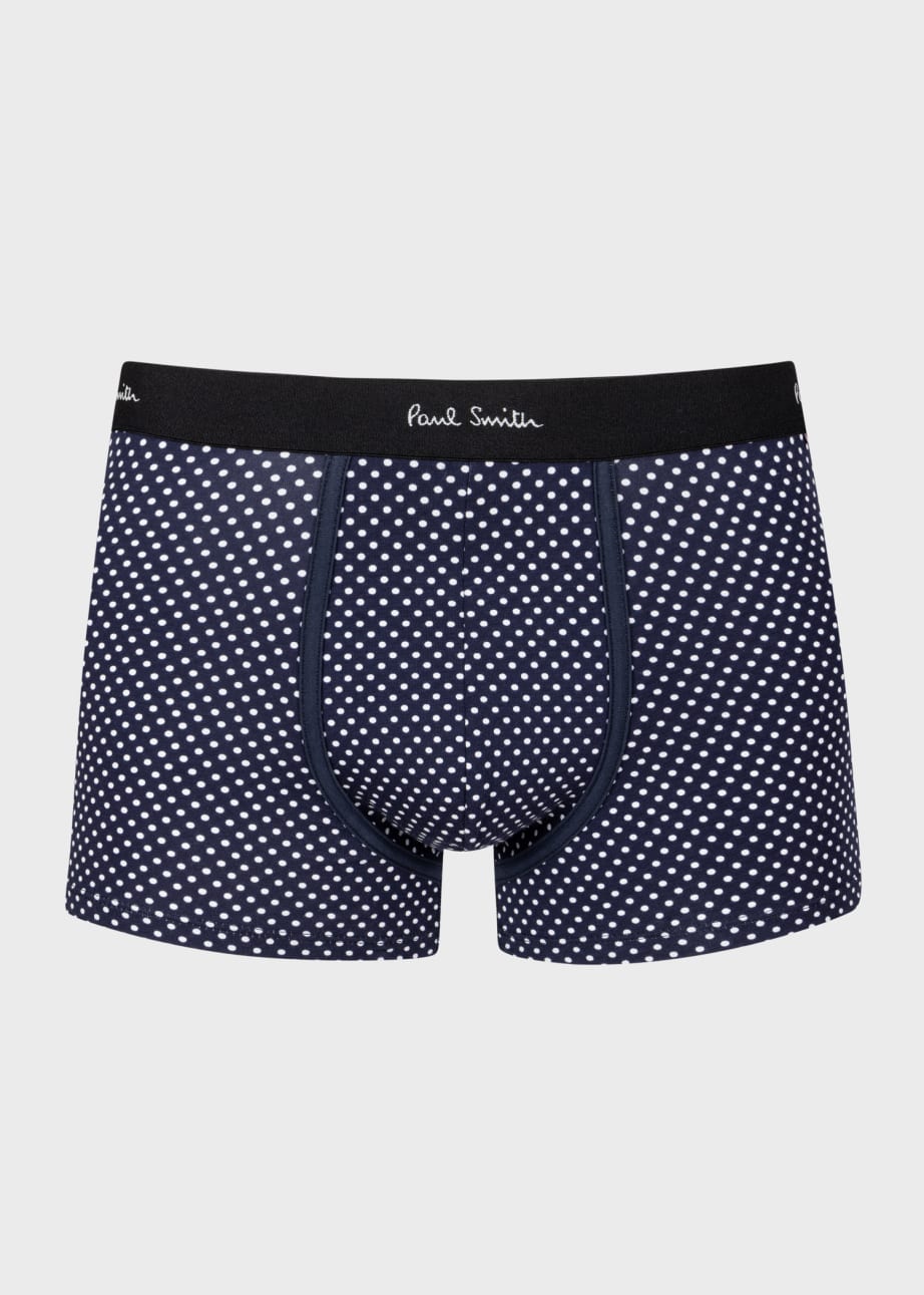 Front View - Navy Polka Dot Boxer Briefs Paul Smith