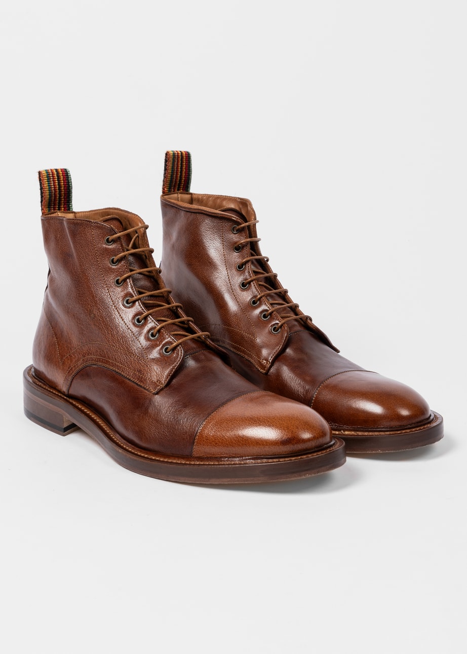 Side View - Tan Leather 'Newland' Boots Paul Smith