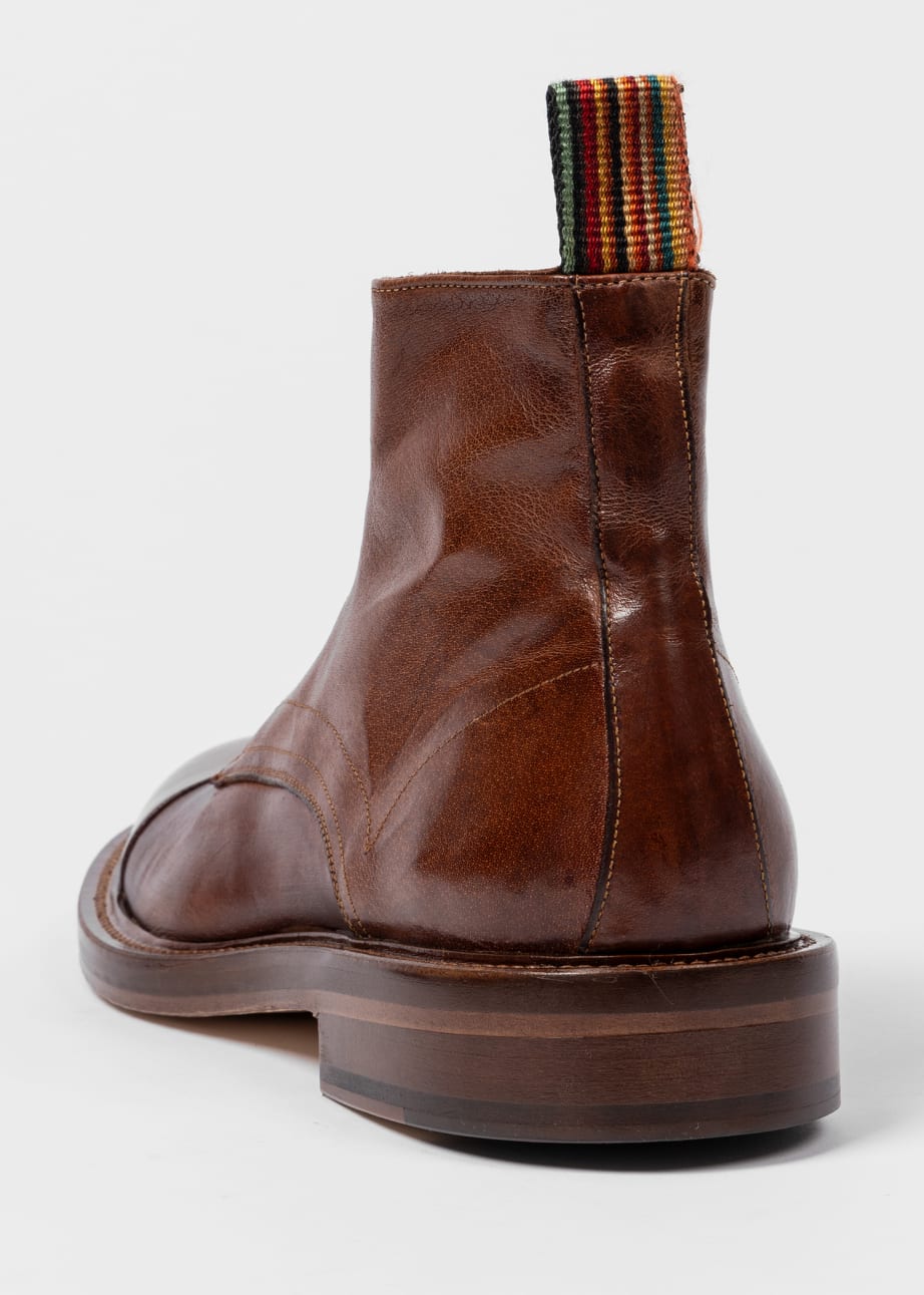 Detail View - Tan Leather 'Newland' Boots Paul Smith