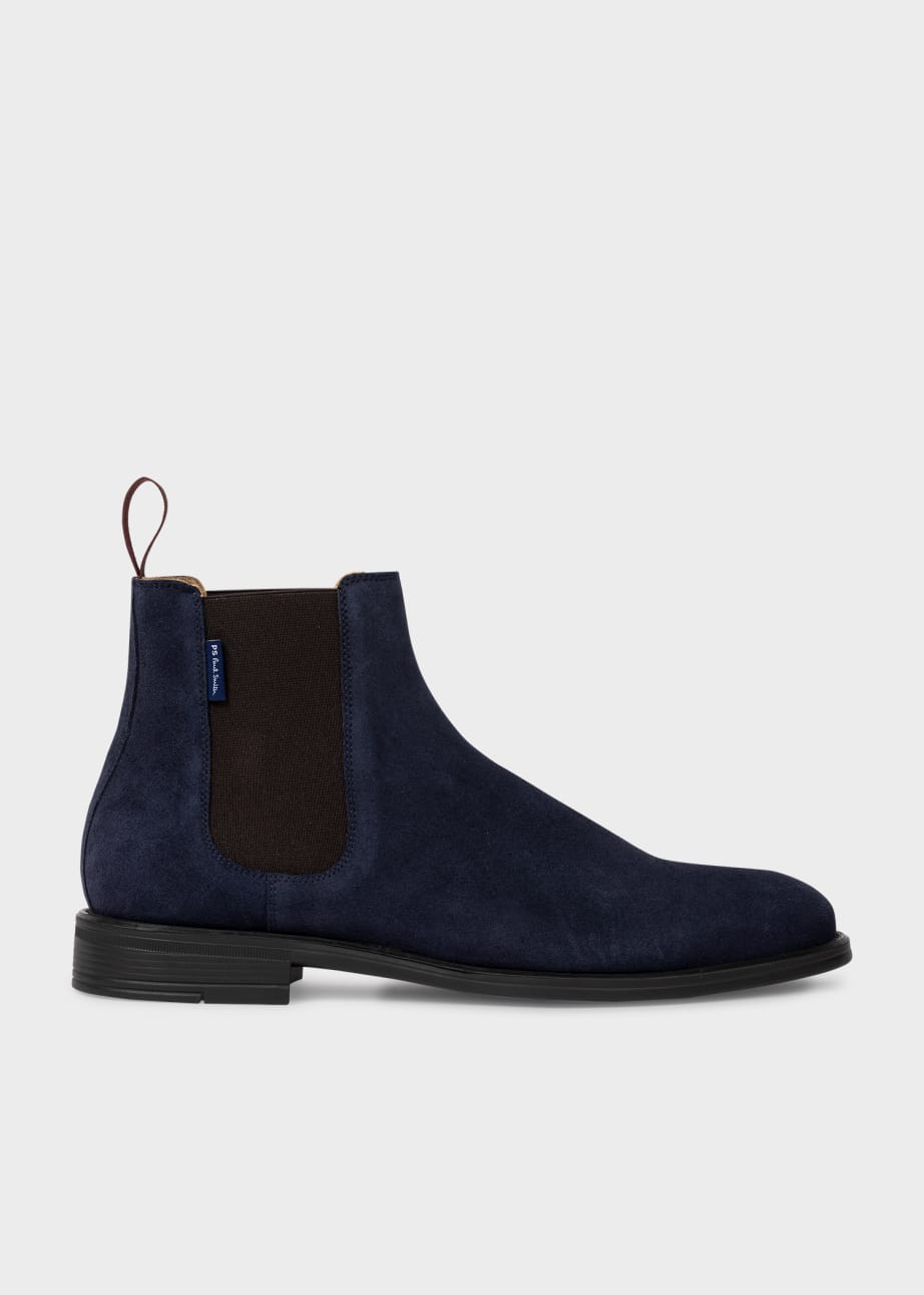 Side View - Navy Suede 'Cedric' Boots Paul Smith